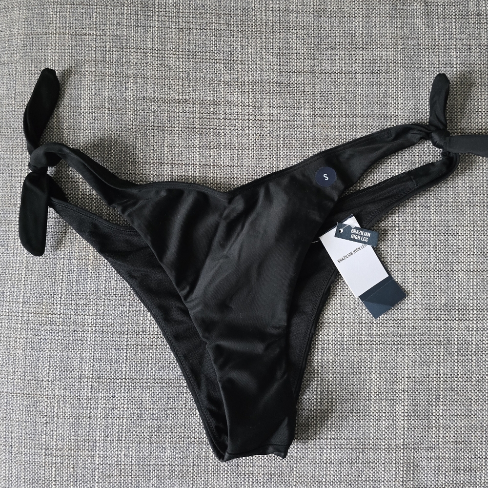 Abercrombie & Fitxh Brazillian Cut Black Bikini Bottom with Side Ties